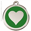 Red Dingo Green Heart Dog ID Tag